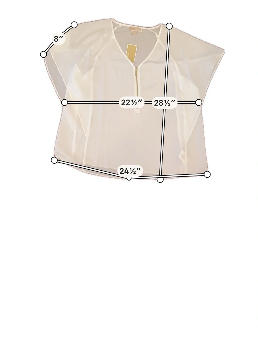 Michael Kors Cream Short-Sleeve Zip-Front Blouse